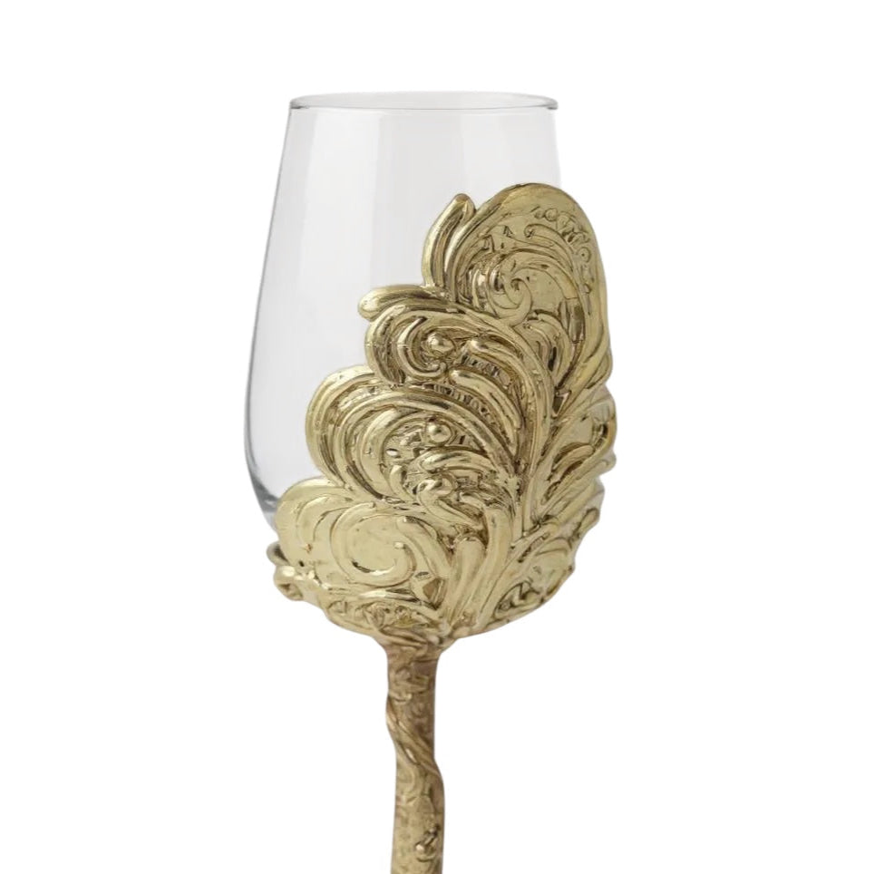 Set of 2/Set of 4 - Intricate Leaf/Ambi Design Wine Glasses-3