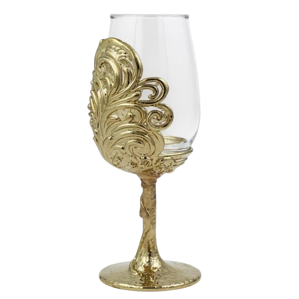Set of 2/Set of 4 - Intricate Leaf/Ambi Design Wine Glasses-0