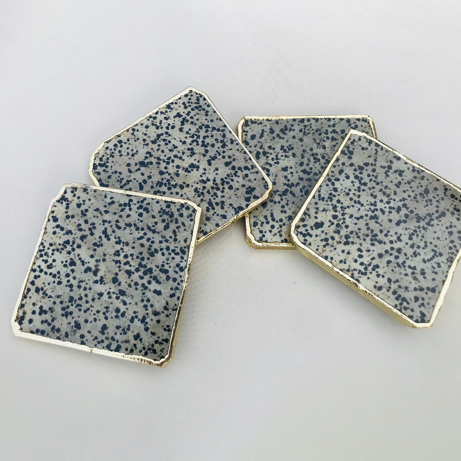 Dalmatian Jasper/Gemstone/Semi-precious stone/Agate - Set of 4 Large Coasters/Personalised Momentos-1