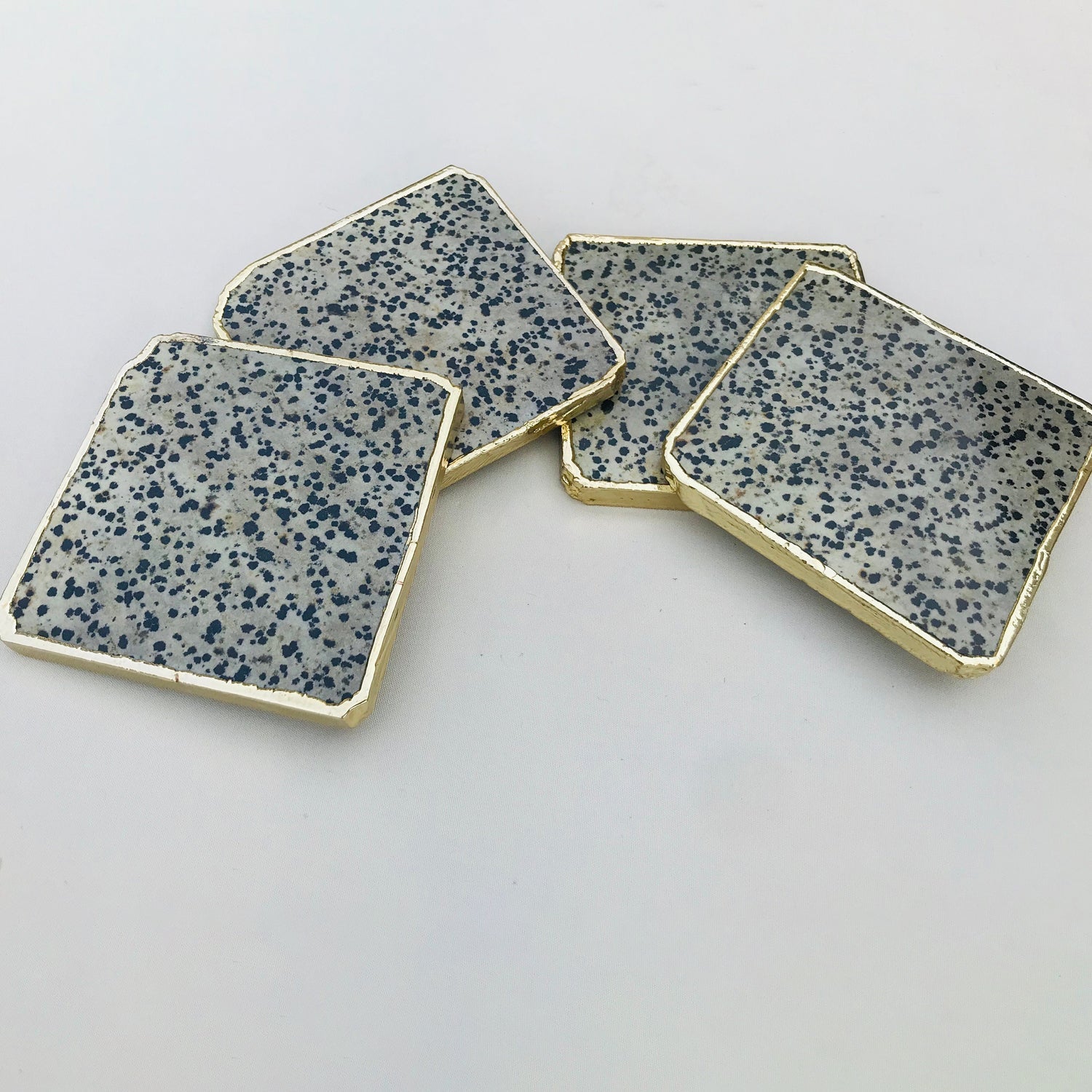 Dalmatian Jasper/Gemstone/Semi-precious stone/Agate - Set of 4 Large Coasters/Personalised Momentos-0