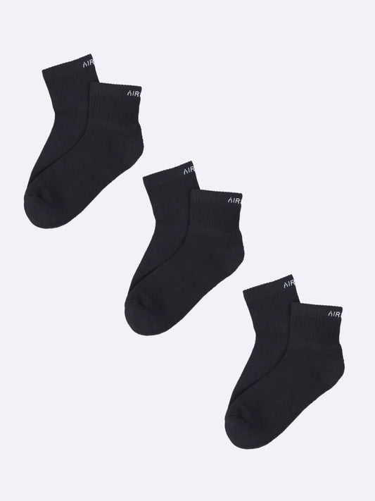 Three pairs of pure cotton ankle socks for men and women