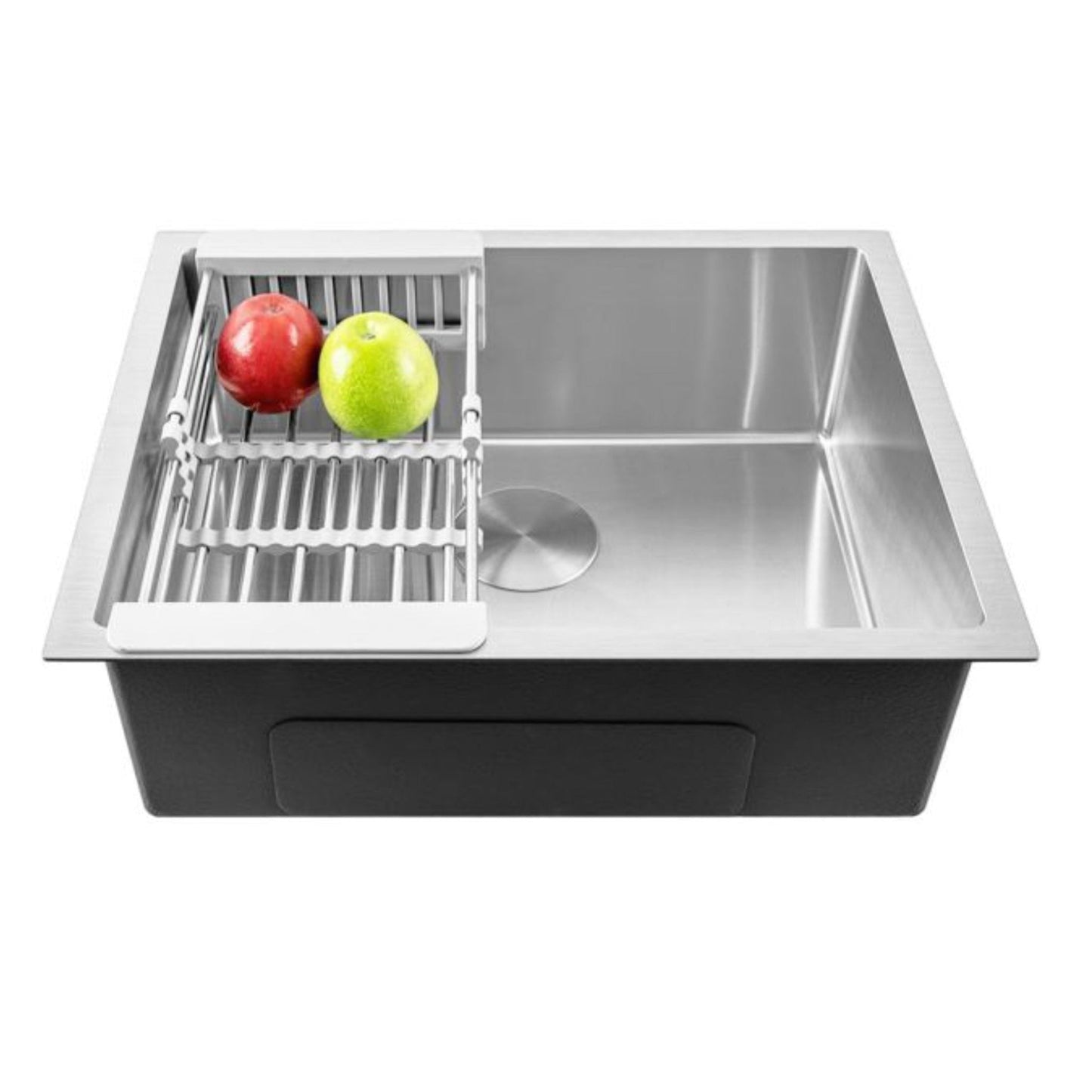 Fossa 20"x17"x09" Single Bowl SS-304 Grade Stainless Steel Handmade Kitchen Sink Round Coupling Matte Finish-0