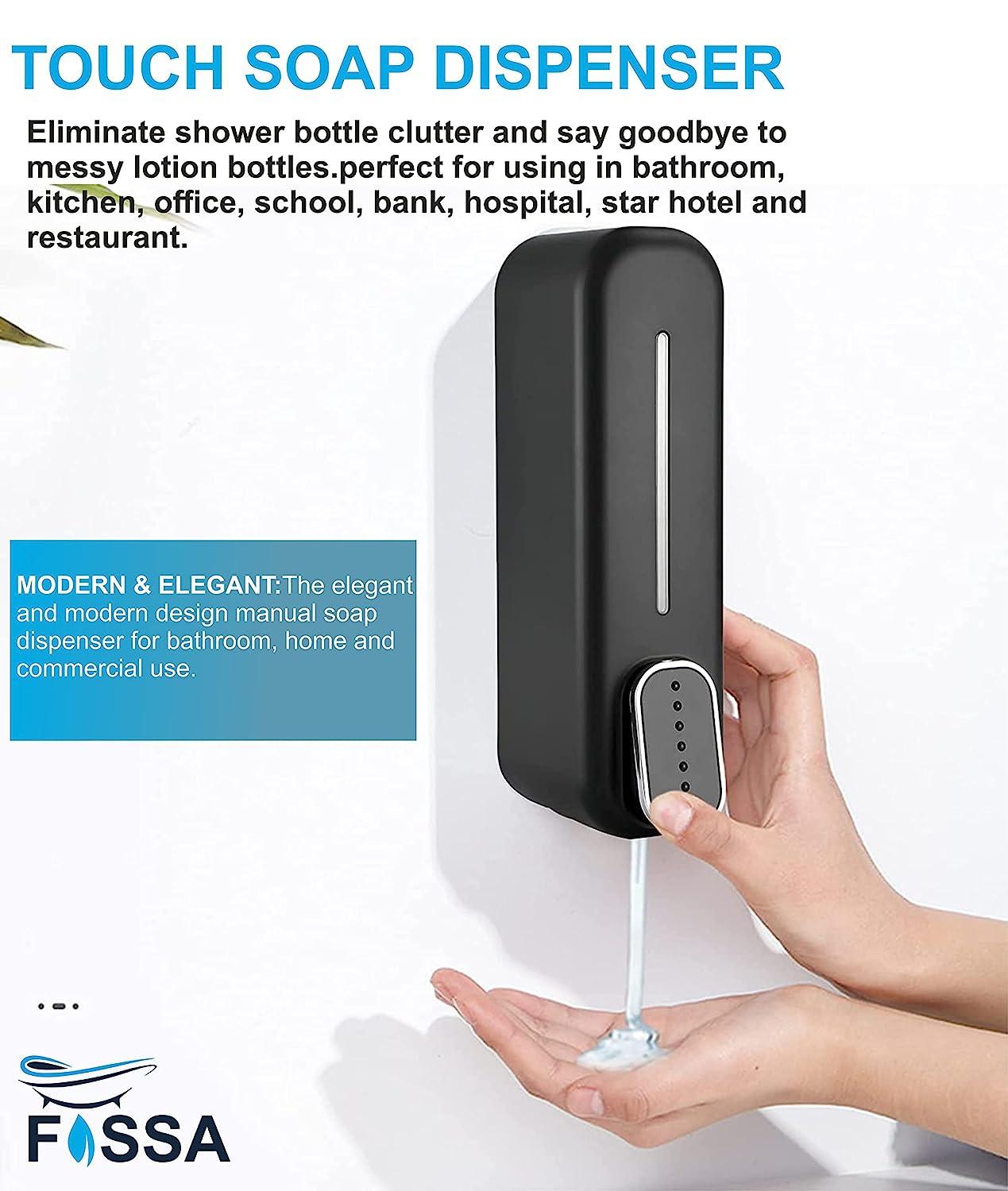 Fossa Wall-Mount Soap Dispenser 350ml – Manual Dispenser for Soap, Shampoo, Hand Cleanser, Shower Gel – Durable Bathroom Accessory SD-002-2