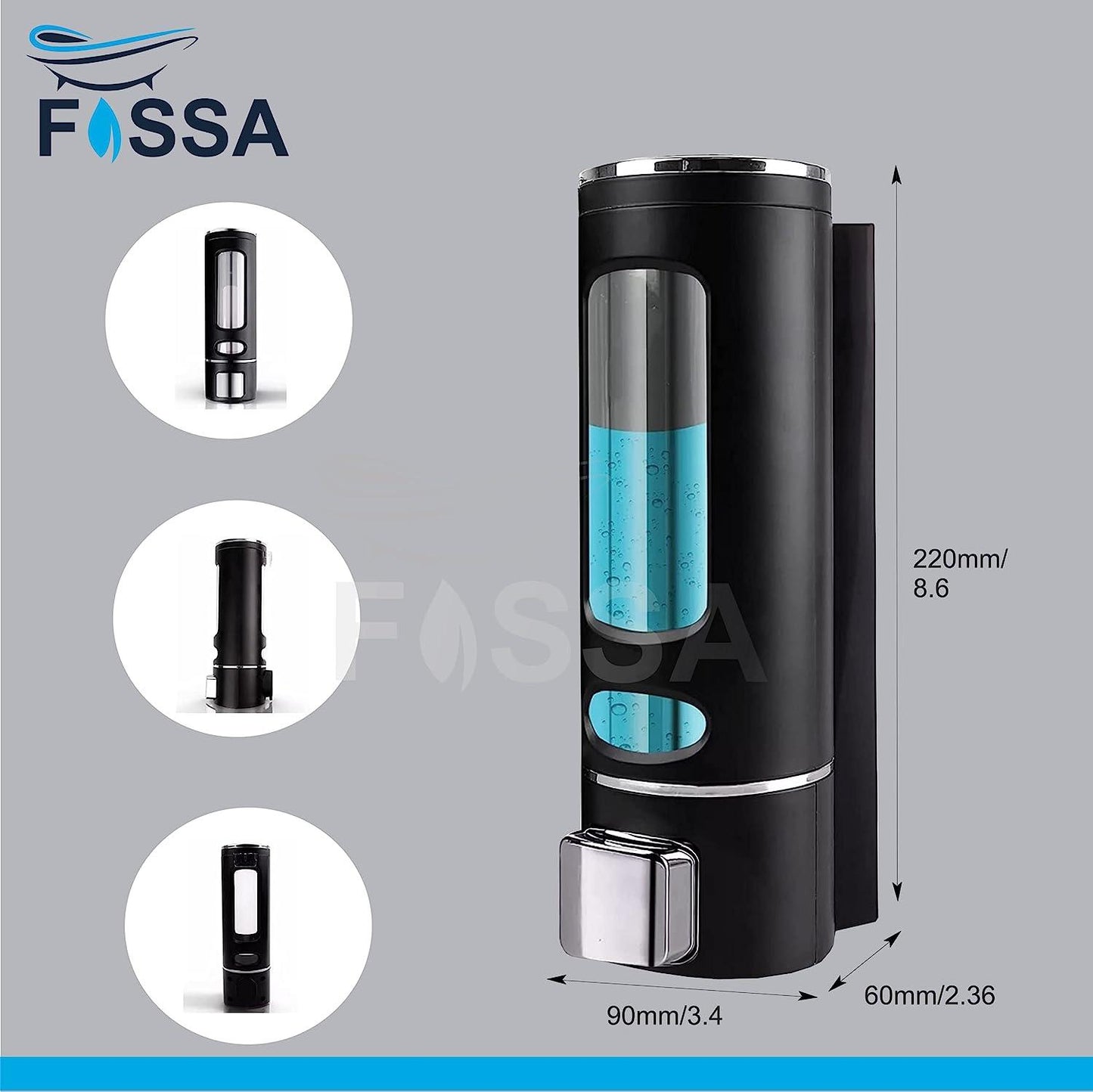 Fossa Wall-Mount Soap Dispensers 400ML Manual Soap Bathroom for Hair Shampoo Shower or Hand Cleanser SD-005-1