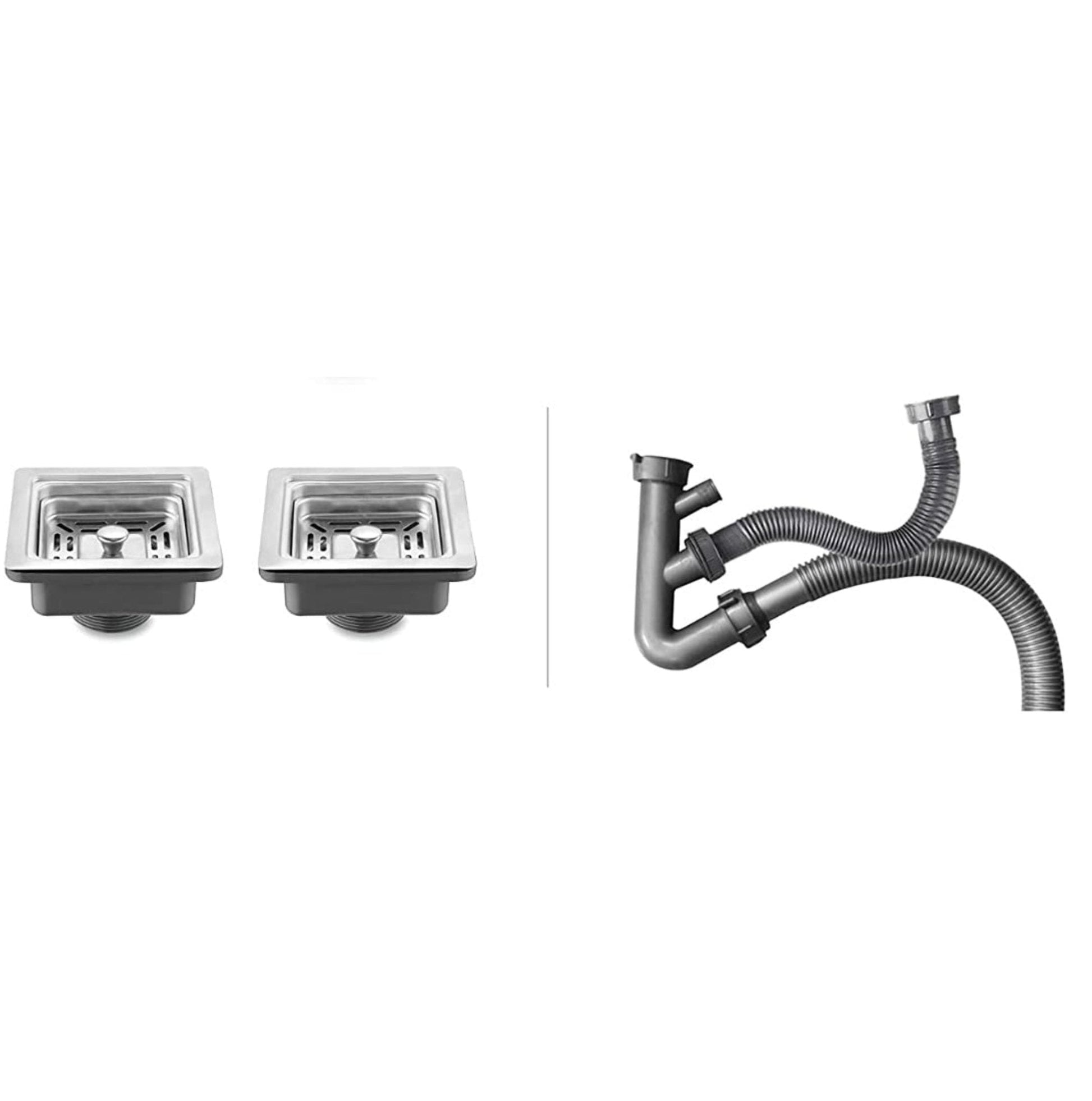 Fossa Premium Sink Double Bowl Handmade Kitchen Sink Pipe Coupling Set  Matt Finish ( Silver )-0