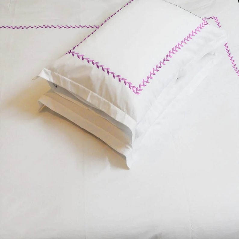 Willow Leaves - Pure Linen Embroidered Edge Duvet Cover Sets-5