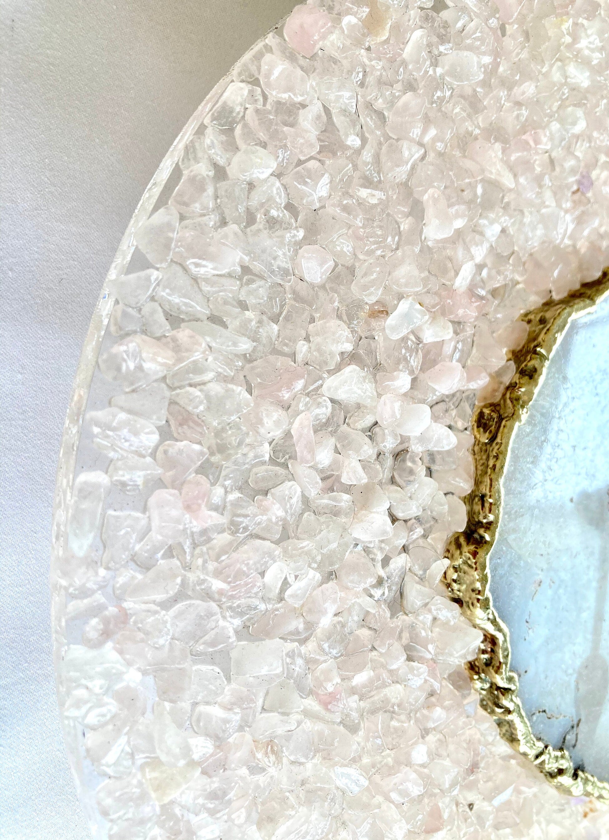 10" Diameter Large Peach Crystal With White Agate Wall Clock-4