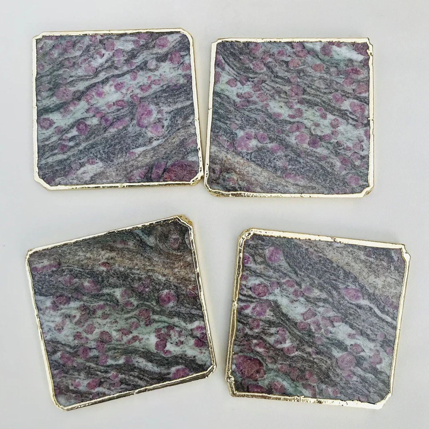Lepidolite/Gemstone/Semi-precious stone/Agate - Set of 4 Large Coasters/Personalised Momentos-0
