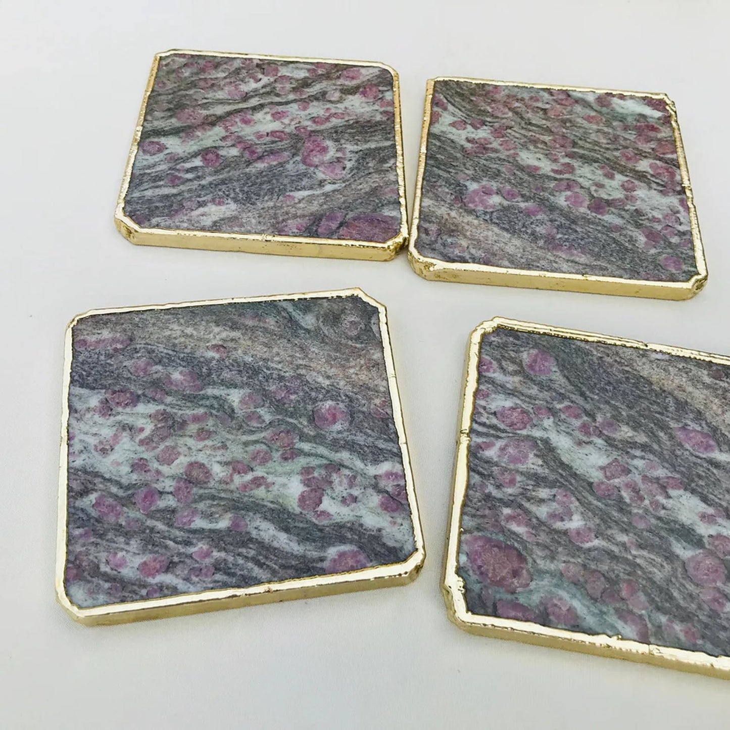 Lepidolite/Gemstone/Semi-precious stone/Agate - Set of 4 Large Coasters/Personalised Momentos-2