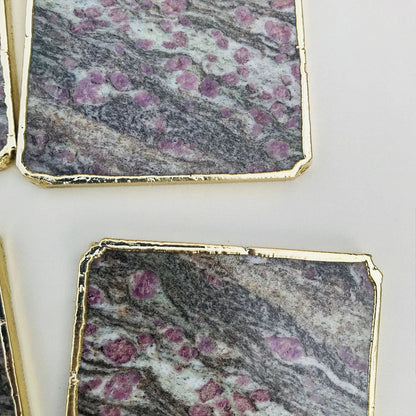 Lepidolite/Gemstone/Semi-precious stone/Agate - Set of 4 Large Coasters/Personalised Momentos-3