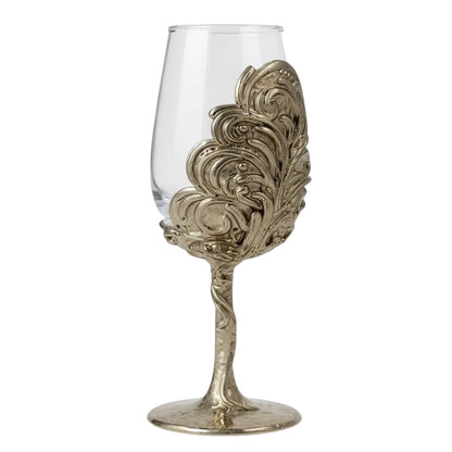 Set of 2/Set of 4 - Intricate Leaf/Ambi Design Wine Glasses-5