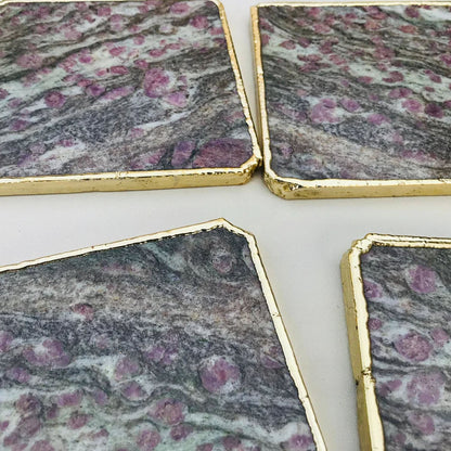 Lepidolite/Gemstone/Semi-precious stone/Agate - Set of 4 Large Coasters/Personalised Momentos-4