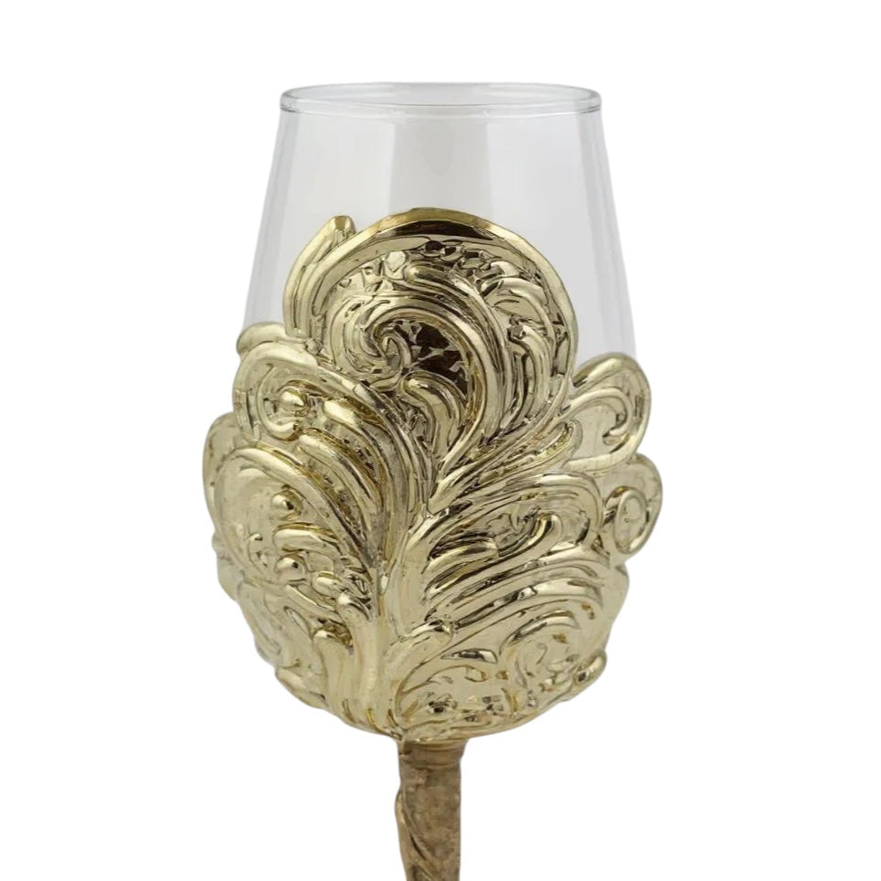 Set of 2/Set of 4 - Intricate Leaf/Ambi Design Wine Glasses-1