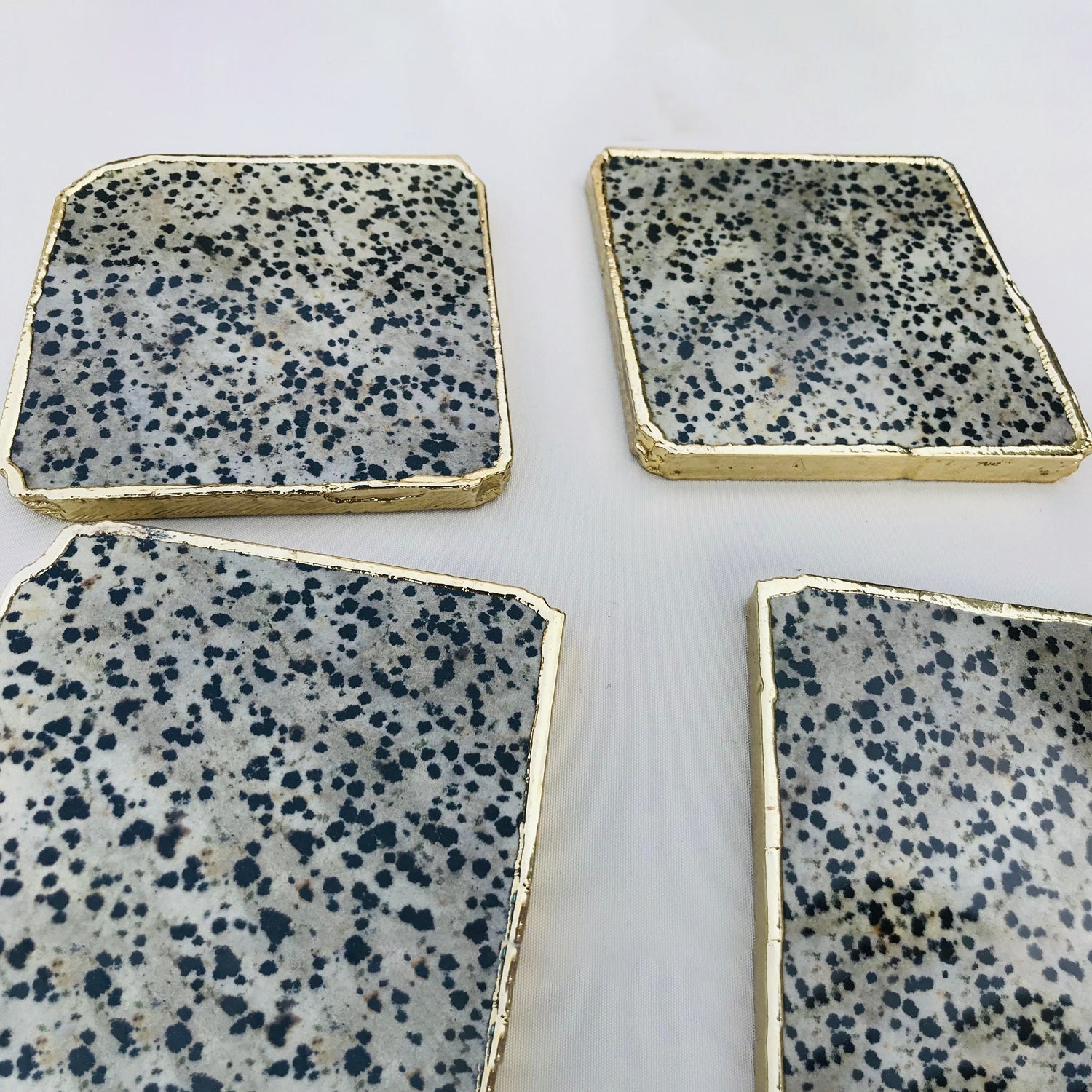 Dalmatian Jasper/Gemstone/Semi-precious stone/Agate - Set of 4 Large Coasters/Personalised Momentos-3