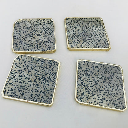 Dalmatian Jasper/Gemstone/Semi-precious stone/Agate - Set of 4 Large Coasters/Personalised Momentos-2