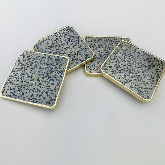 Dalmatian Jasper/Gemstone/Semi-precious stone/Agate - Set of 4 Large Coasters/Personalised Momentos-0