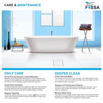 Fossa Apex 5"X5" Inch Floor Drain, Premium Stainless Steel, for Bathroom Grating Square Floor Drain Jali, Matte Finish-2