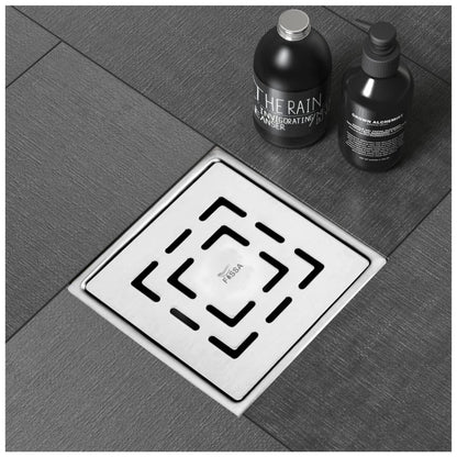 Fossa Apex 5"X5" Inch Floor Drain, Premium Stainless Steel, for Bathroom Grating Square Floor Drain Jali, Matte Finish-0