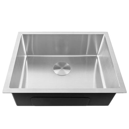 Fossa 20"x17"x09" Single Bowl SS-304 Grade Stainless Steel Handmade Kitchen Sink Round Coupling Matte Finish-2