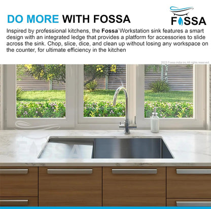 Fossa 45"x20"x10" Inch Single Bowl With Drain Board SS-304 Grade Stainless Steel Handmade Kitchen Sink Matte Finish Silver-3