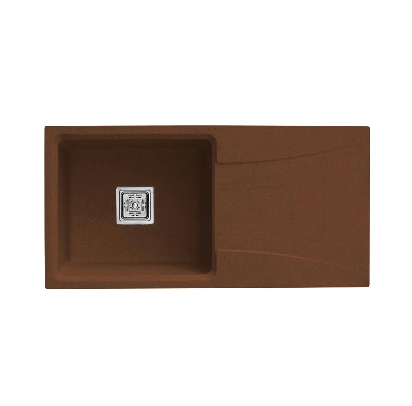 Fossa 36"x18"x9" inch Quartz Single Bowl with Drainboard Kitchen Sink Natural brown Stone Matt Finish-0