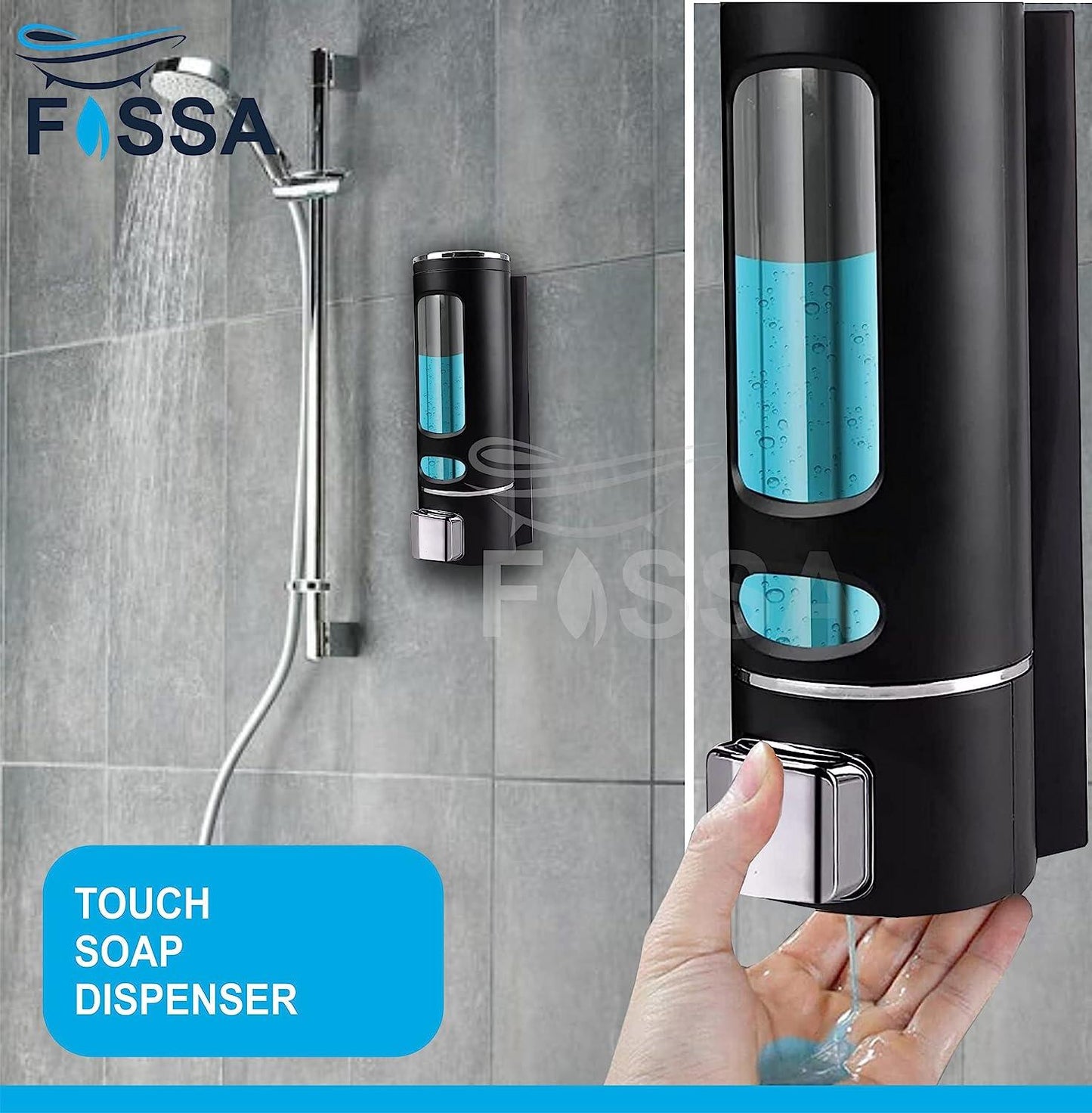Fossa Wall-Mount Soap Dispensers 400ML Manual Soap Bathroom for Hair Shampoo Shower or Hand Cleanser SD-005-2