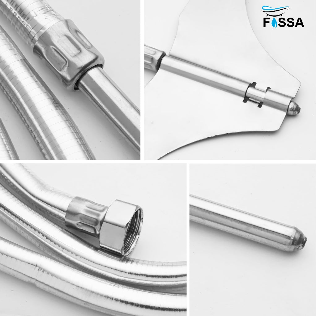 Fossa Stainless Steel Straight Jet Spray with Heavy PVC Hose Pipe 1 Meter for Toilet | Built-in Installation Type Toilet Seat/Commode Spray - Rust-Free, Durable-3