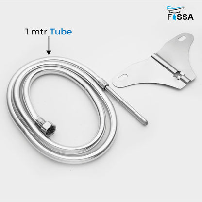 Fossa Stainless Steel Straight Jet Spray with Heavy PVC Hose Pipe 1 Meter for Toilet | Built-in Installation Type Toilet Seat/Commode Spray - Rust-Free, Durable-2
