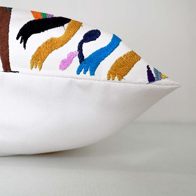 Set of 4 | Mexican Decorative Cushion Covers | Otomi Design Covers | Cotton Linen Fabric | Embroidered | With OR Without Insert-1