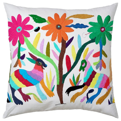 Set of 4 | Mexican Decorative Cushion Covers | Otomi Design Covers | Cotton Linen Fabric | Embroidered | With OR Without Insert-0