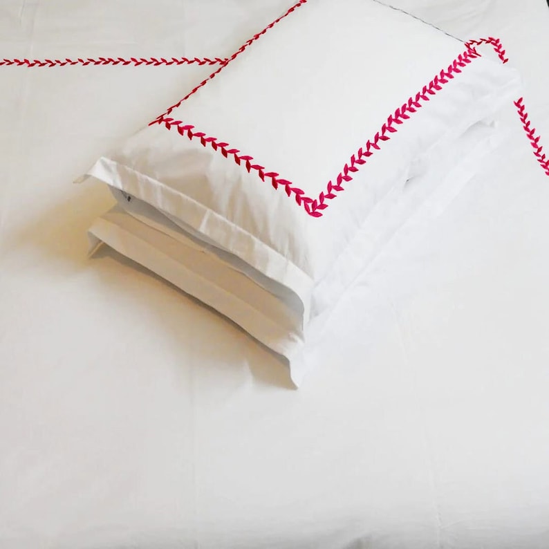 Willow Leaves - Pure Linen Embroidered Edge Duvet Cover Sets-2