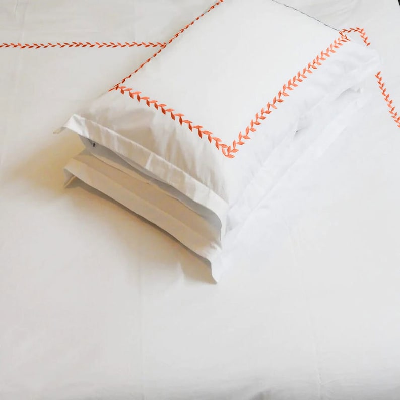 Willow Leaves - Pure Linen Embroidered Edge Duvet Cover Sets-4