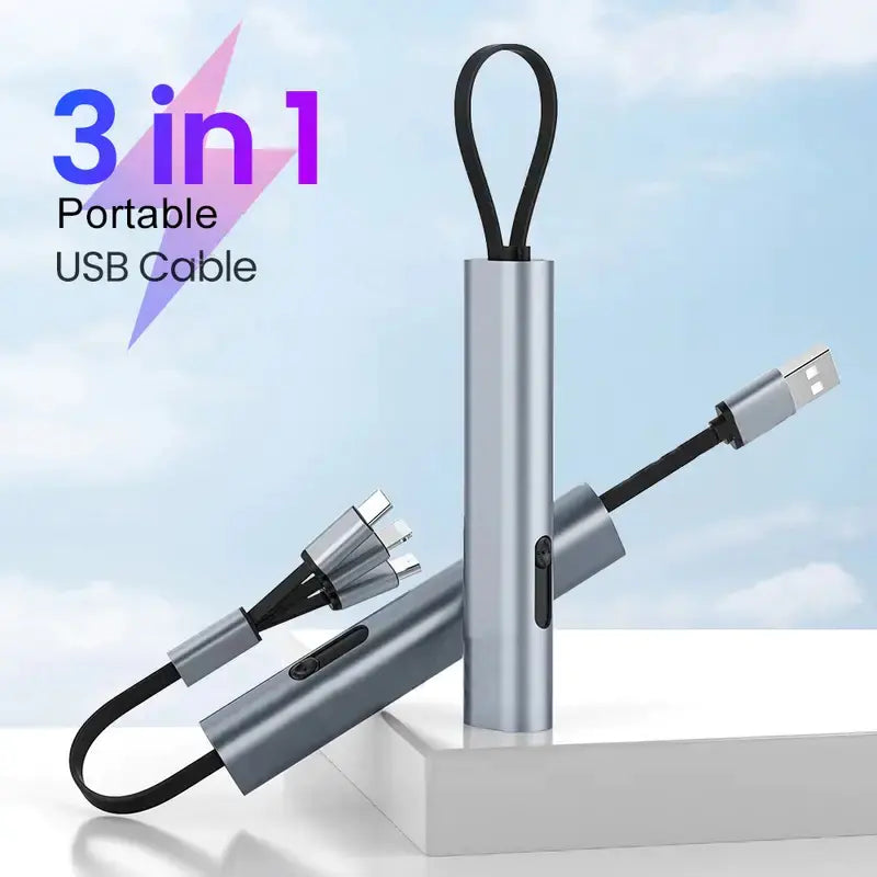 Portable Telescopic Data Cable - Type-C, Micro, Apple